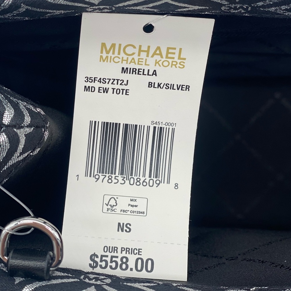 Michael Kors Mirella Medium Metallic Logo Jacquard Tote Bag and Wallet Set - Picture 15 of 15